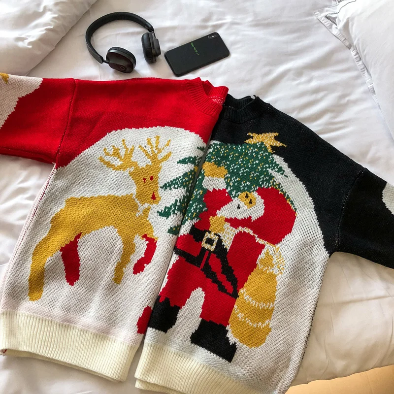 Liketkit рождественские свитера парные зима 2019 мужские Санта смешной вязаный свитер