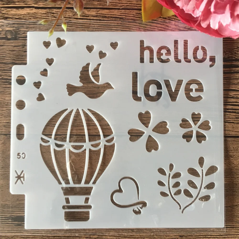14*13 см Hello Love воздушный шар DIY слойные трафареты картина на стену строительный