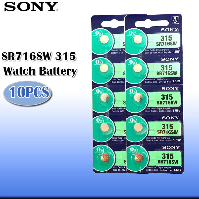 10 шт. Sony 100% оригинал 315 SR716 SR716SW 1 55 в оксид серебра часы батарея Кнопка монета