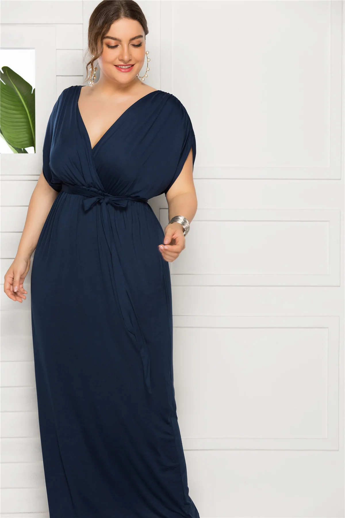 Фото EDressU 2021 размера плюс вечернее платье с v-образным вырезом 7 цветов Vestido Robe de Soiree свадебное платье для гостей LMT-FP3310 №3
