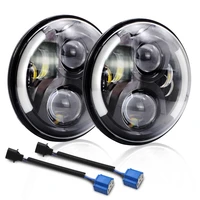 safego 40w 7 round wrangler angel eye led headlight drl high low beam turn signal half halo ring h4 h13 for offroad motorcycle