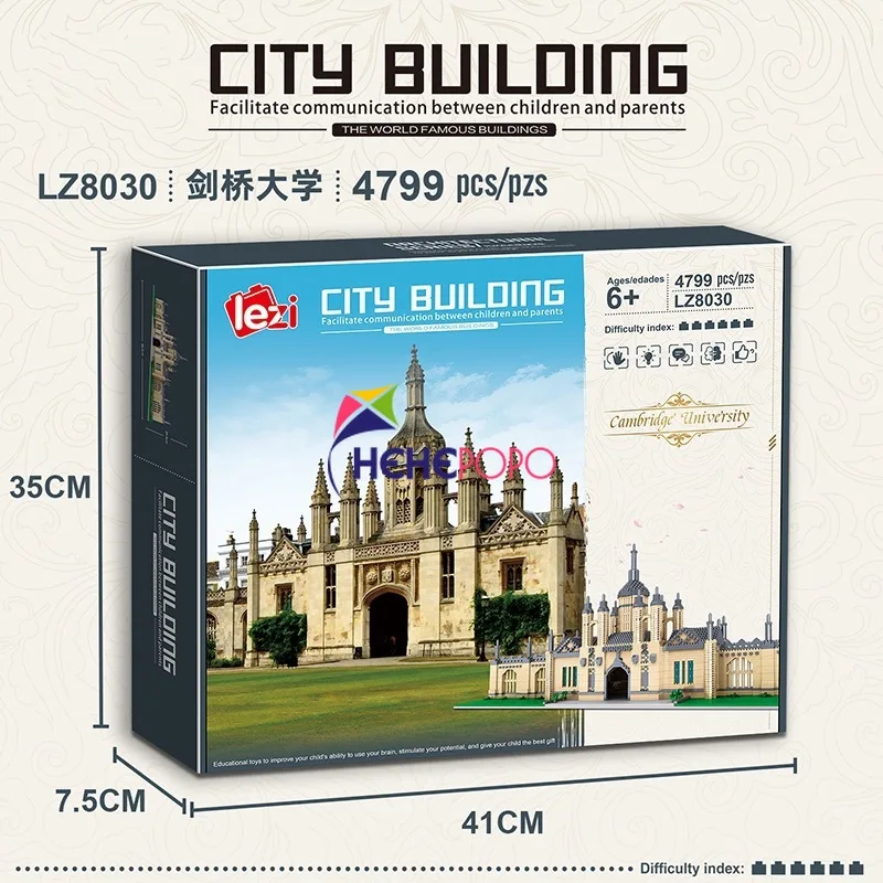 

8030 World Architecture Cambridge University 3D Model DIY Mini Diamond Blocks Bricks Building Toy for Children 3