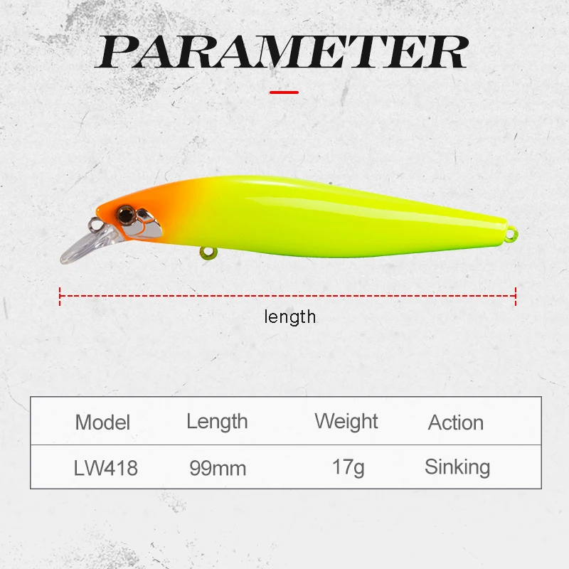 Hunthouse sinking Minnow fishing lure Tungsten weight slider system 99mm 17g exclusive Silent Assassin flashy sardines cand | Спорт и