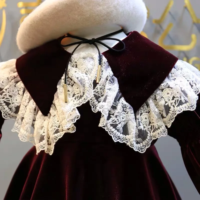 Весенне-осеннее теплое платье для девочек малышей детская винтажная одежда