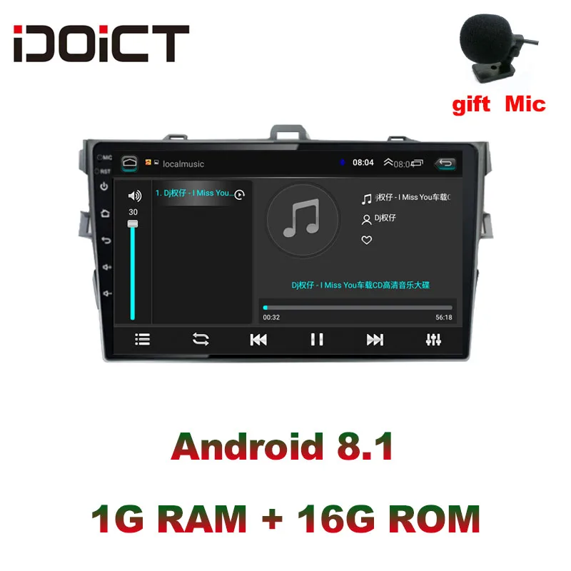 IDOICT Android 9 1 автомобильный DVD плеер GPS навигация Мультимедиа для Toyota Corolla радио 2008-2013