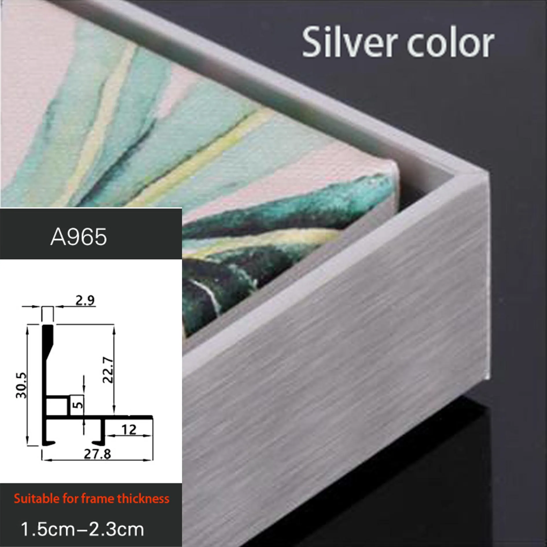 A965 Silver color Рамка для картин, большой размер, сделай сам, холст из алюминиевого сплава, картина, рамка для картин маслом, рама ramka na zdjecie porta retrato - Цвет: A965 Silver color
