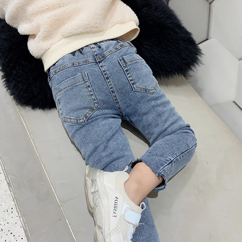 

2019 New Baby Girl Jeans Pants Girls Kids Velvet Winter Long Denim Pant Trouders Children Clothes