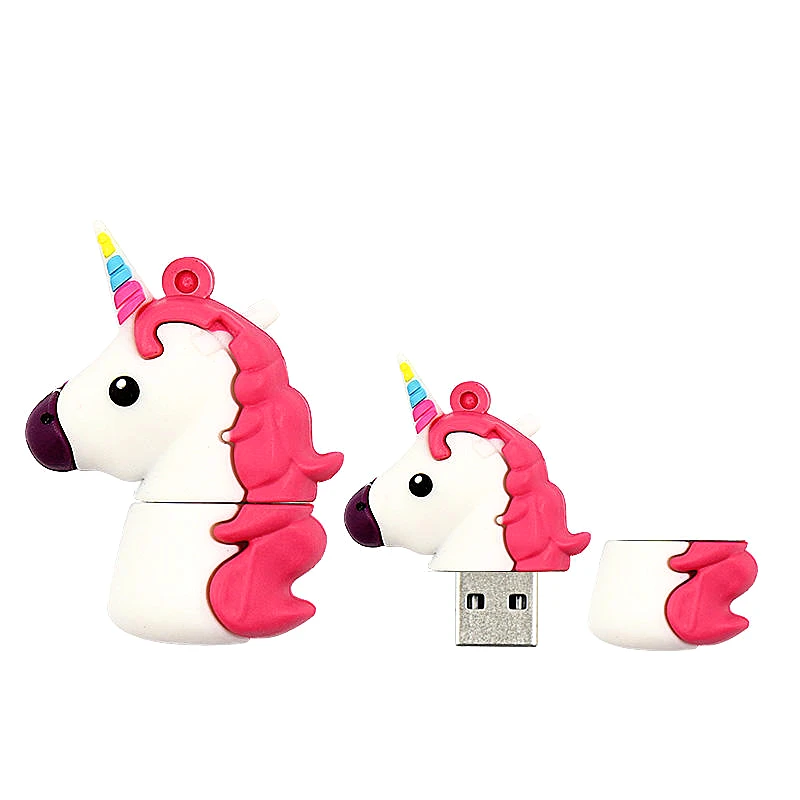 Настоящая Емкость usb флеш-накопитель 64 ГБ флеш-накопитель в виде единорога 16 Гб usb диск 128 ГБ 8 ГБ 4 ГБ милые животные флешки 32 Гб белая Подарочная лошадь