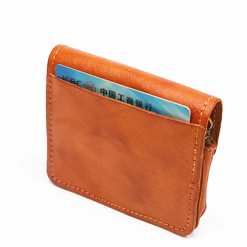 Genuine Leather Wallet For Men Women Brand Vintage Handmade Short Small Men's Wallets Purse Card Holder With Zipper Coin Pocket | Багаж и