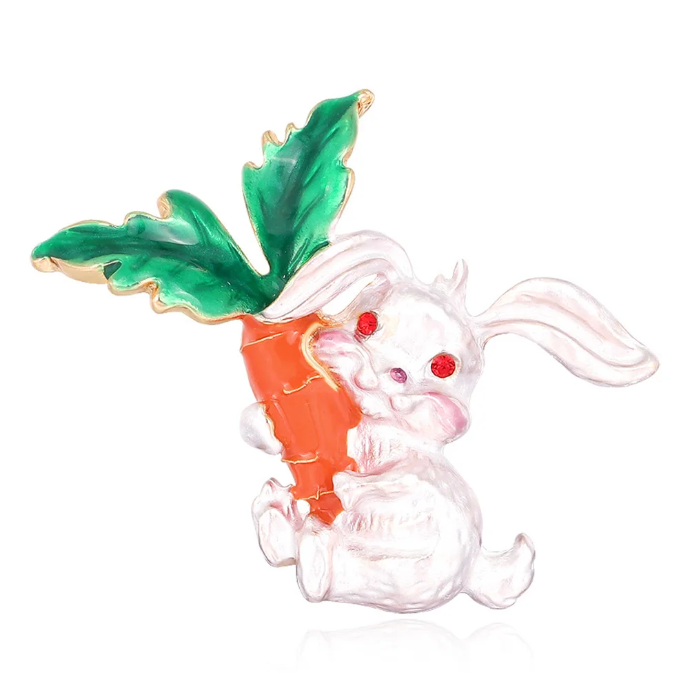 Унисекс милый кролик редиска с морковкой Броши животное эмаль булавки для детей