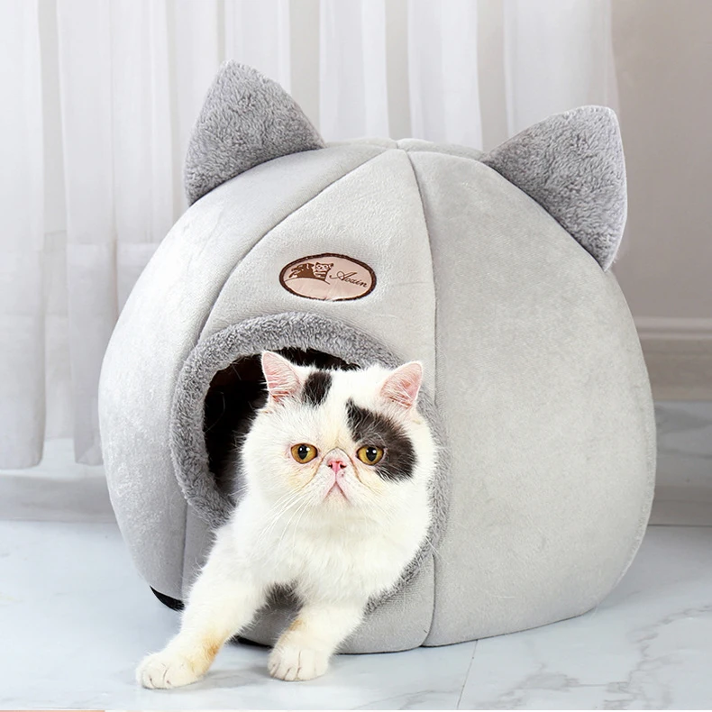 

Winter Deep Sleep Comfort Soft Cat Bed Kennel Little Mat Small Dog House Pets Tent Cozy Cave Beds Products Pet Supplies