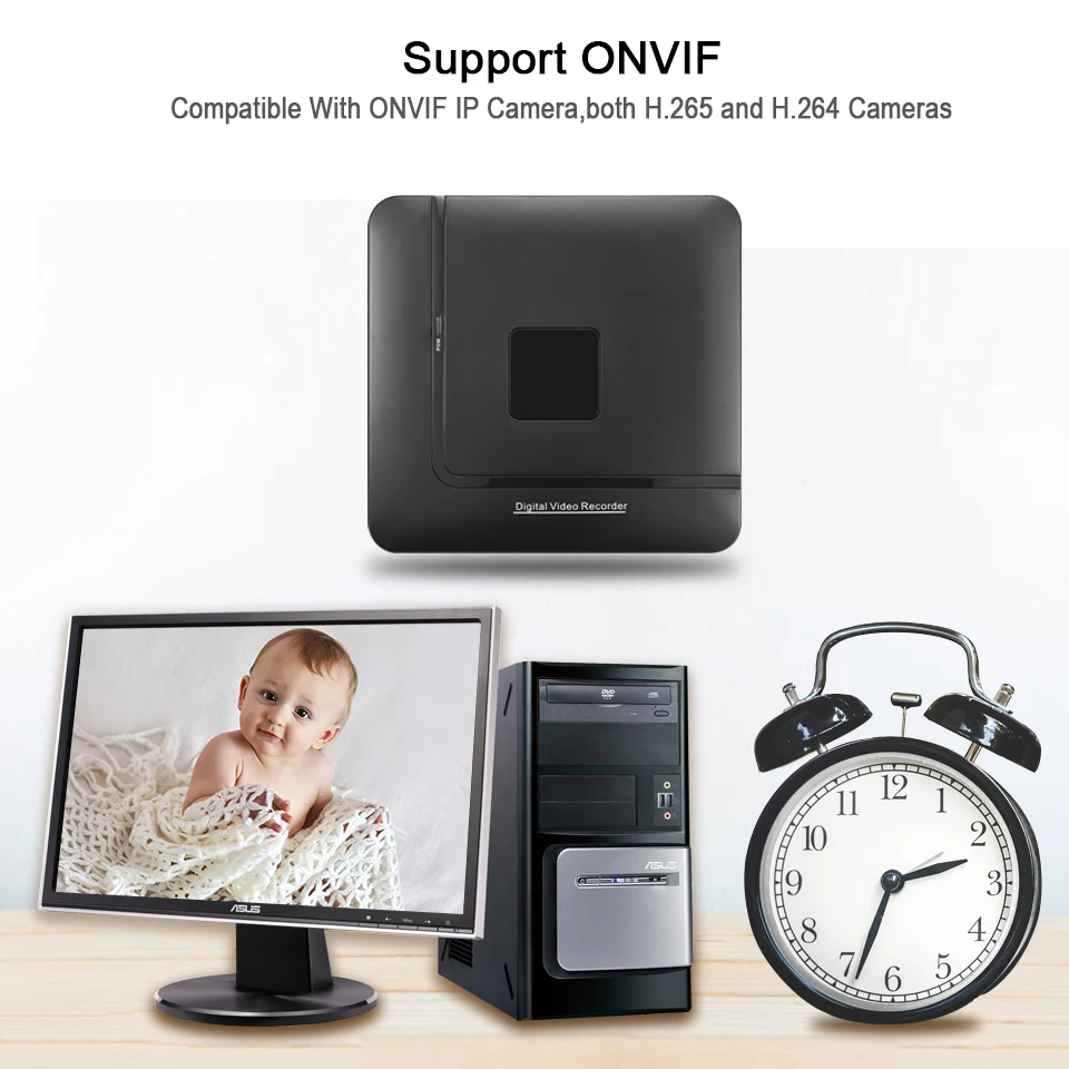 Мини видеорегистратор Techage H.265 Full HD P2P 8 каналов 5 Мп 16 1080P детектор движения ONVIF IP