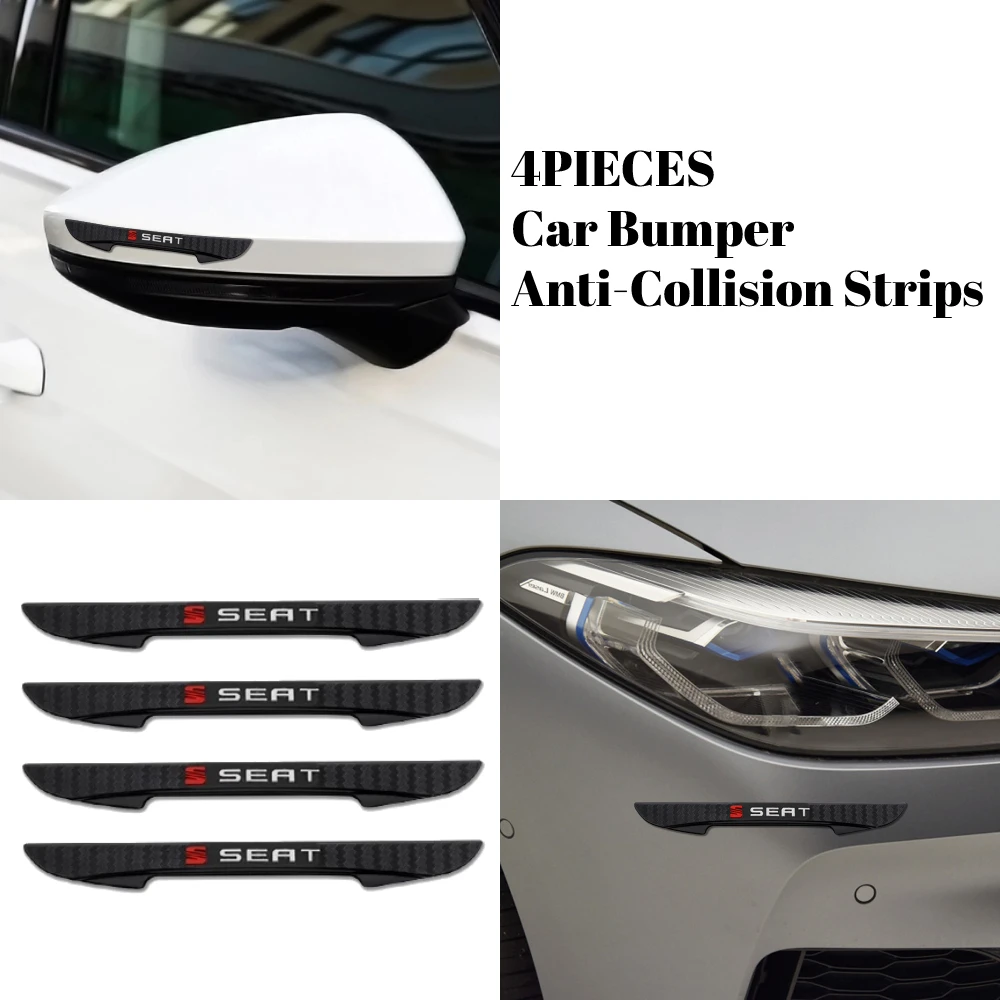 

4Pcs Rubber Crash Car Rearview Mirror Bumper Strip Door Edge Anti-Collision Sticker For SEAT Leon Ibiza Alhambra Exeo Altea
