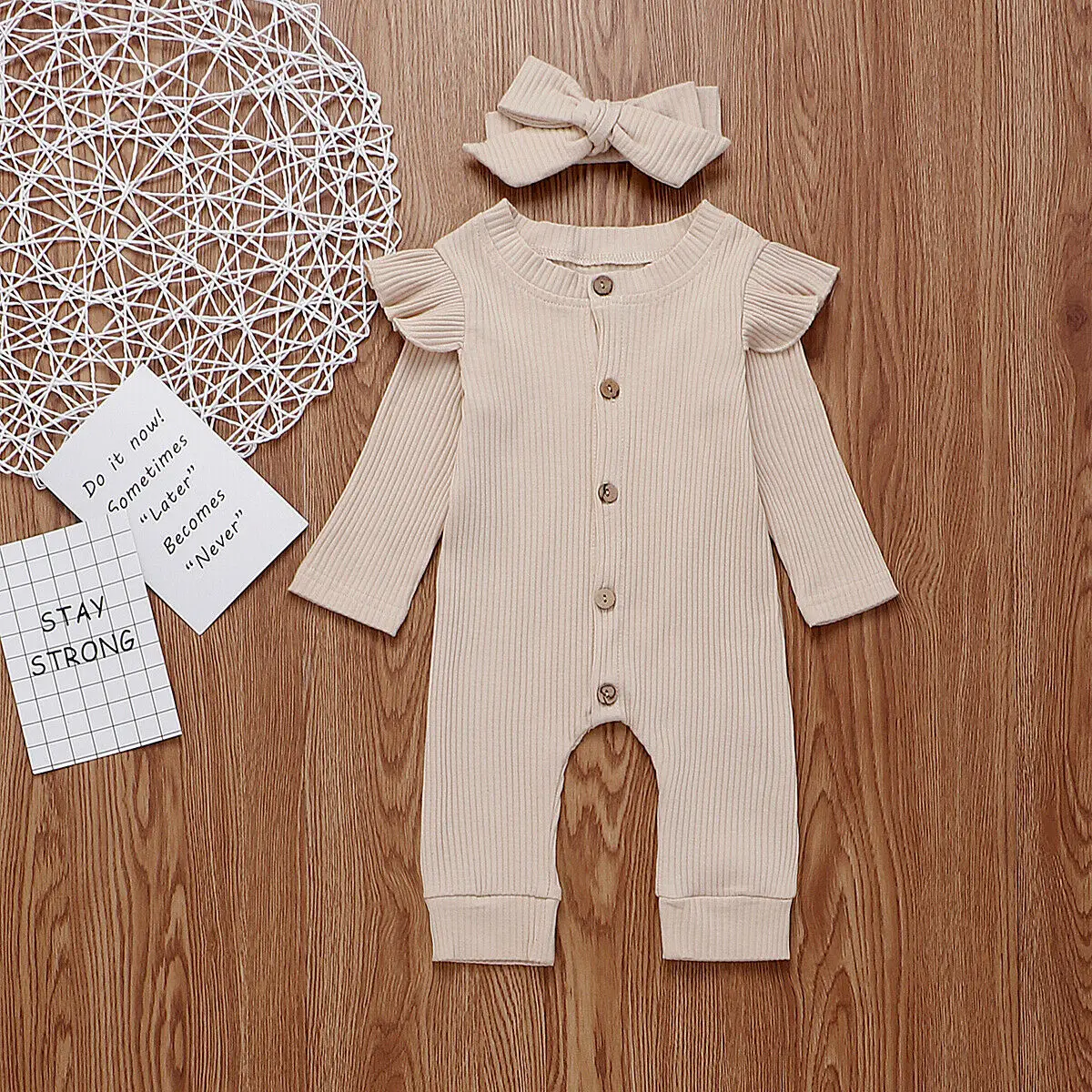 

2PCS Newborn Baby Girl Boy Autumn Clothes Set Knitted Romper Jumpsuit Outfits 0-24M