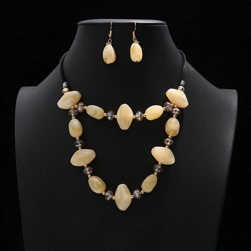 2021 Новые красочные геометрической формы круглые серьги капли ожерелья комплект