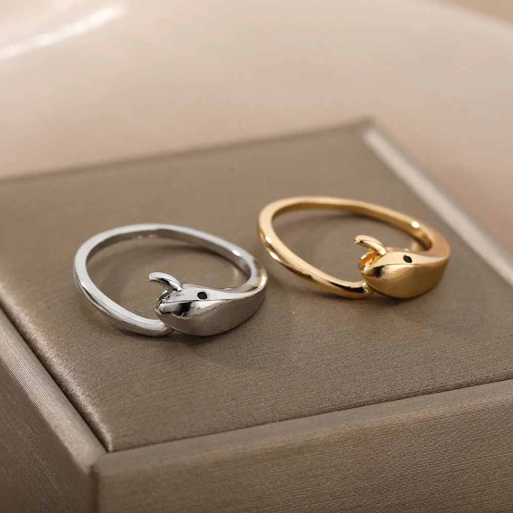 

Punk Snake Finger Rings For Women Men Stainless Steel Adjustable Animal Snake Ring Goth Party Jewelry Accessories BFF 2021