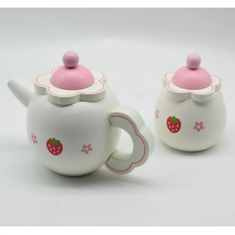 Fly AC Дети обучения и образования Деревянный клубника моделирования чайный набор