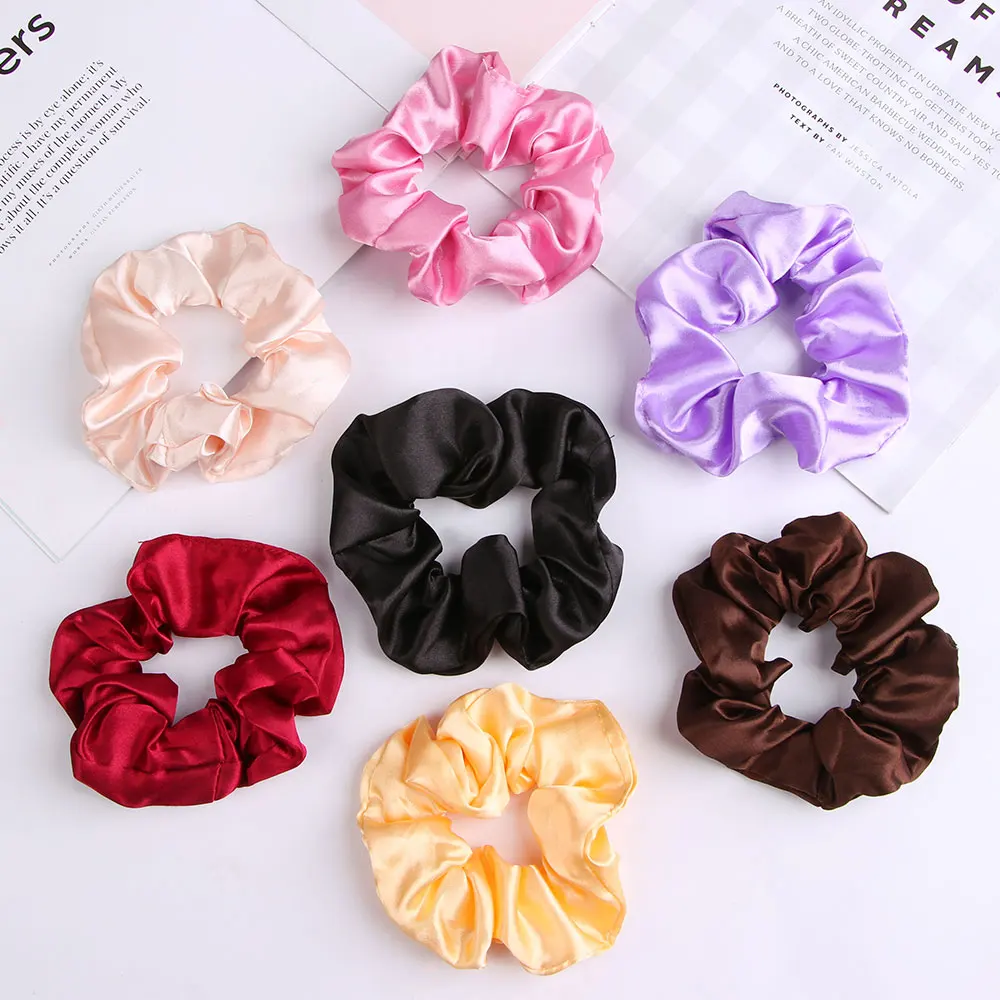 Новое поступление 2020 модные женские красивые атласные резинки для волос яркие