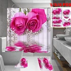 Водонепроницаемая занавеска для душа с принтом розовых роз, набор нескользящих ковриков для ванной комнаты, коврики для ванной, чехол для сиденья унитаза, напольный коврик, декор для ванной комнаты