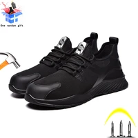breathable fashion men safety shoes indestructible steel toe work boots anti smashing anti puncture light comfortable sneakers