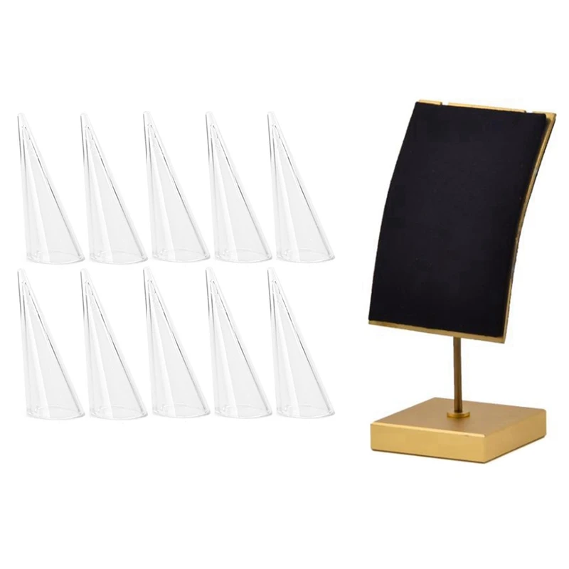 

Подставка для ожерелья, коробка для хранения, подставка для ювелирных изделий с 10 модными популярными мини акриловыми кольцами на палец, пл...