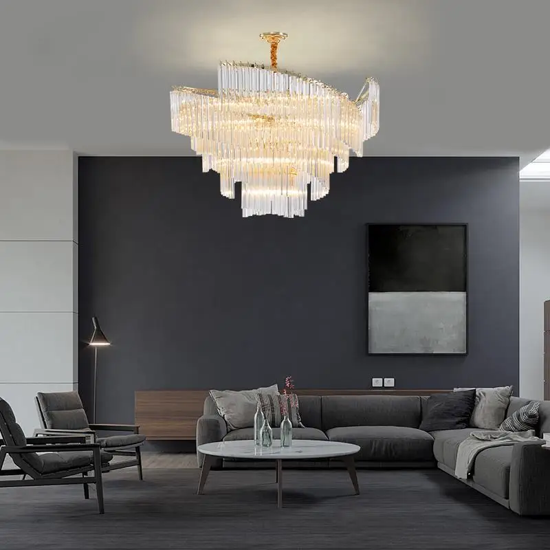 

LED Dimmable Silver Gold Crystal Designer Hanging Lamps Suspension Luminaire Lampe Pendant Light For Foyer