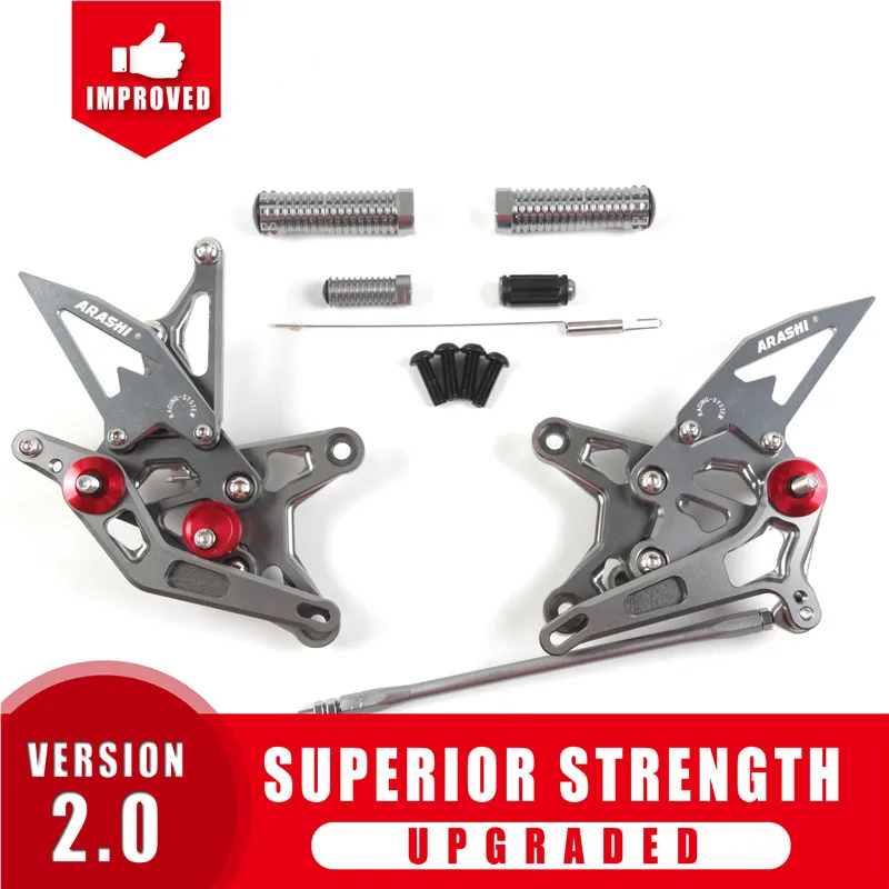 Gray Араши подножка мотоциклиста для HONDA CBR600RR регулируемые Задние подножки CBR 600 RR 2007 2008 задний упор для ног CBR 600RR 07 08 CNC - Цвет: Gray