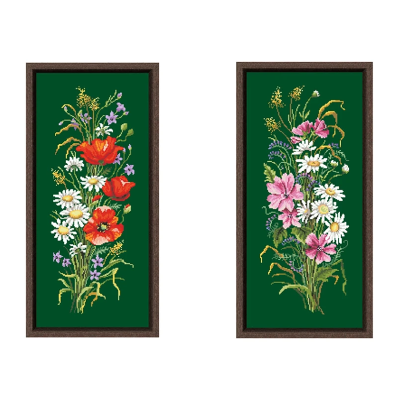 

Lovely flower cross stitch kit aida fabric 18ct 14ct 11ct deep green canvas cotton thread cross stitch kits for adults