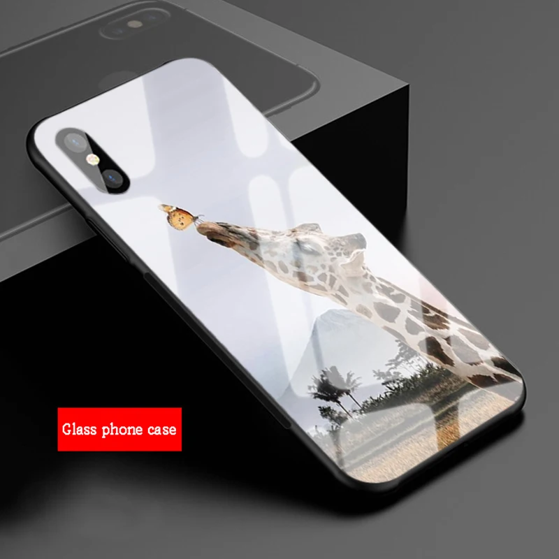 Чехол для телефона из закаленного стекла с изображением жирафа iphone 13 12 11 Pro Max 5 6 7 8