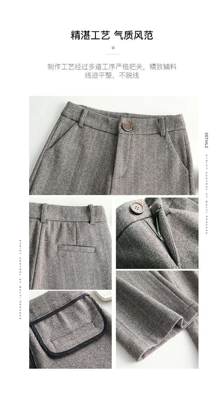 

Woolen Wide Leg Pants Autumn Winter Women High Waist Plus Size Thicken Loose Casual Straight Trouser Office Lady Elegant Pants