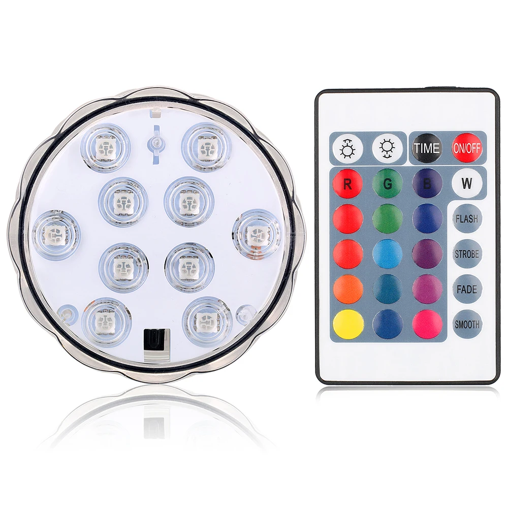 Подводный светисветильник 10 светодиодов RGB на батарейках с дистанционным