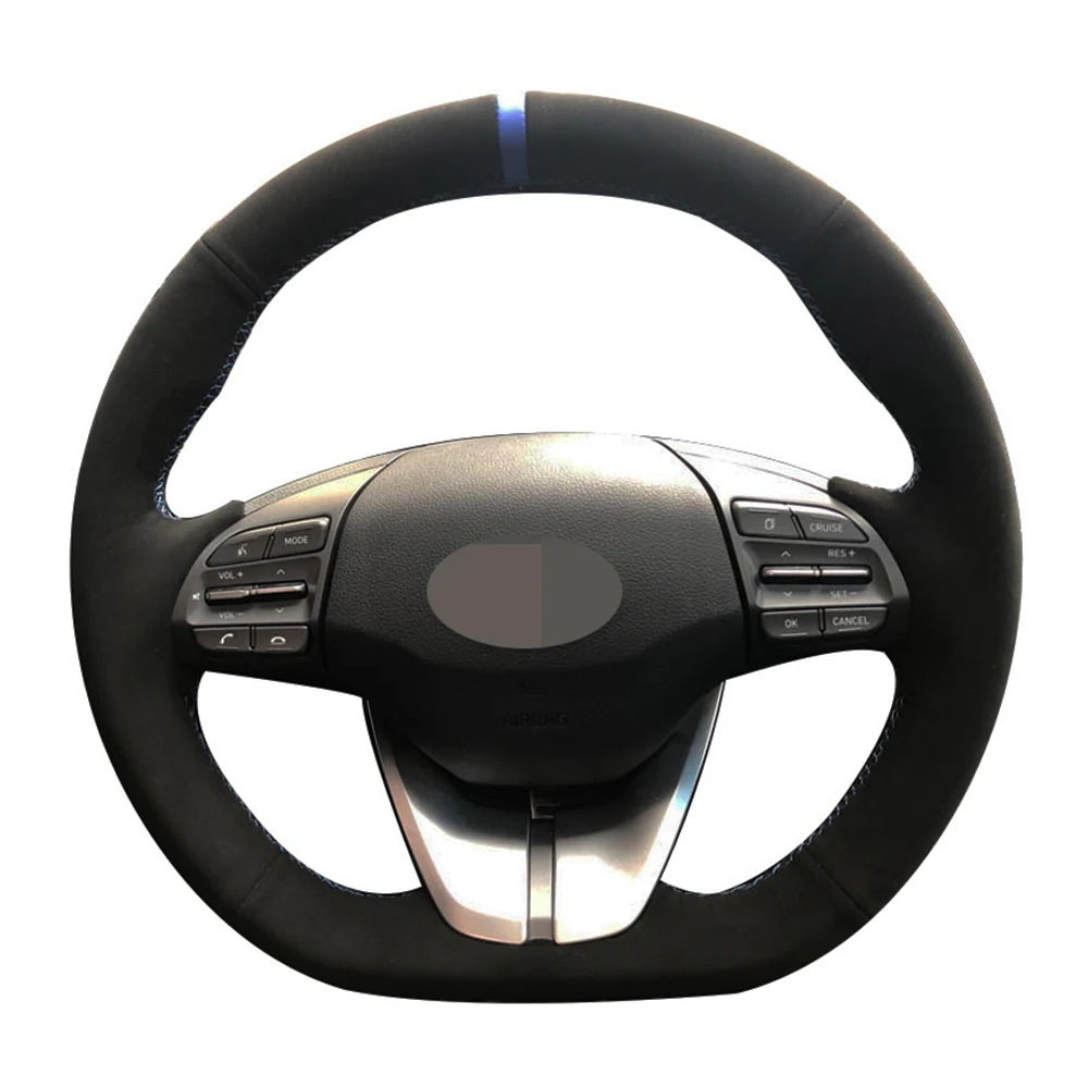 

Car Steering Wheel Cover Black Genuine Leather Suede For Hyundai Ioniq 2017-2019 Elantra 4 2016 2017 2018 2019 Car Accessories