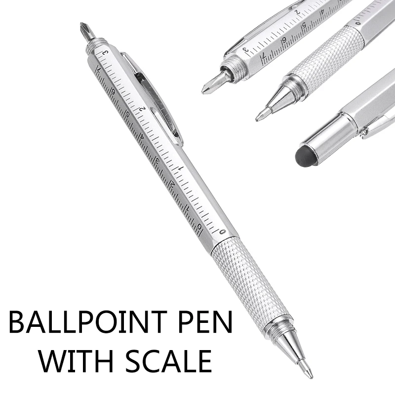 

Multi Tool Ballpoint Pen 6-in-1 Construction Spirit Level Screwdriver Ruler Tool For School Office Supplie Learning Stationery