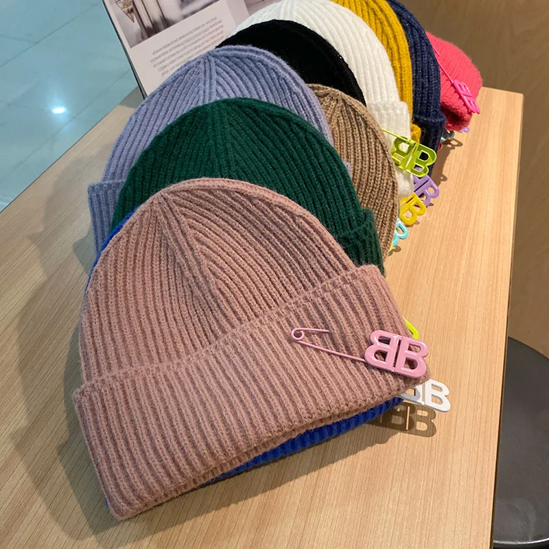 Новая Вязаная Шапка карамельных цветов женская зимняя теплая шапка Шапка-бини с