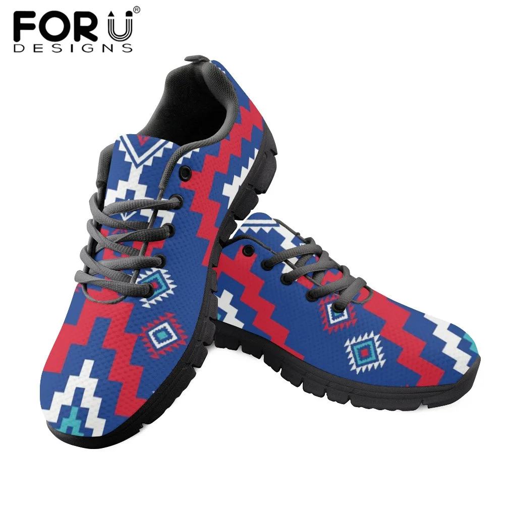 

Женские легкие кроссовки FORUDESIGNS на плоской подошве, со шнуровкой, в стиле племенного клана, Женская дышащая сетчатая обувь