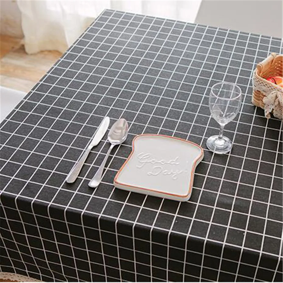 Современный минималистский черный плед скатерть пыленепроницаемый хлопок лен