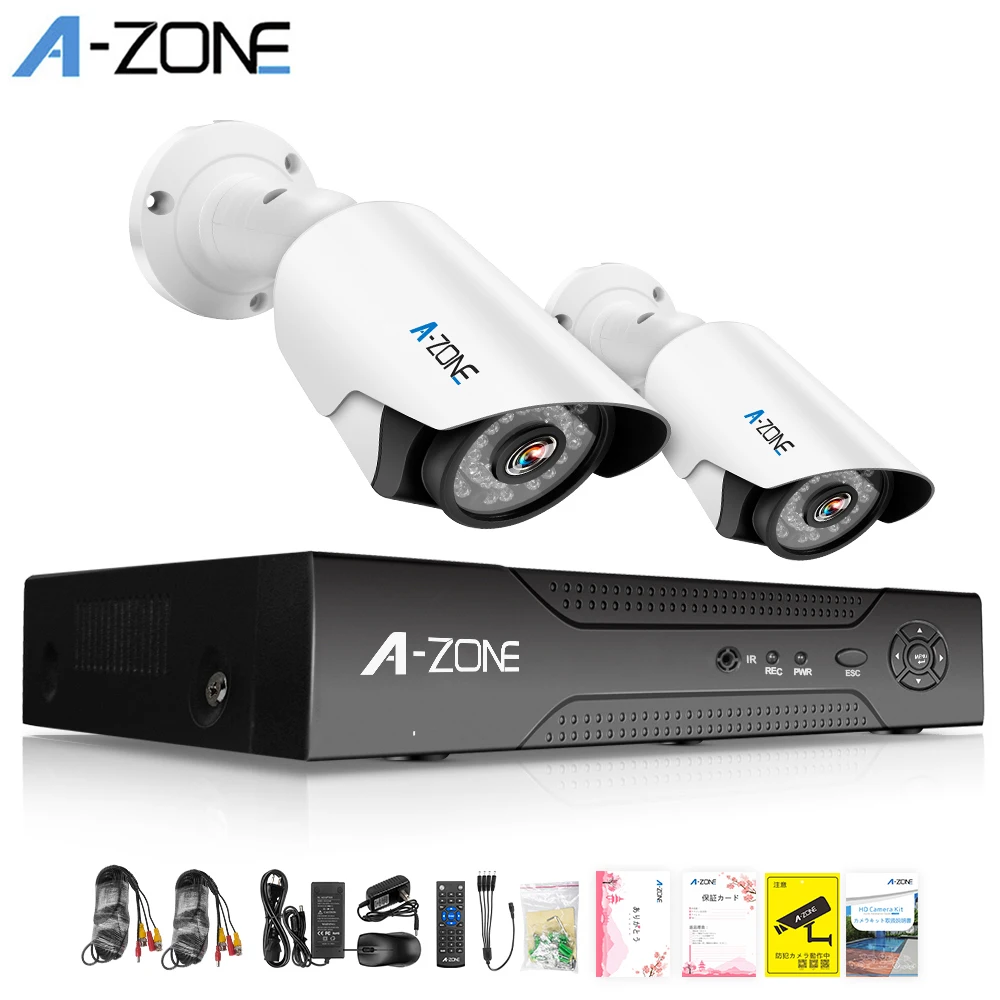 A-ZONE 4CH 2 шт AHD CCTV домашняя камера безопасности комплект 960P DVR ИК ночного видения