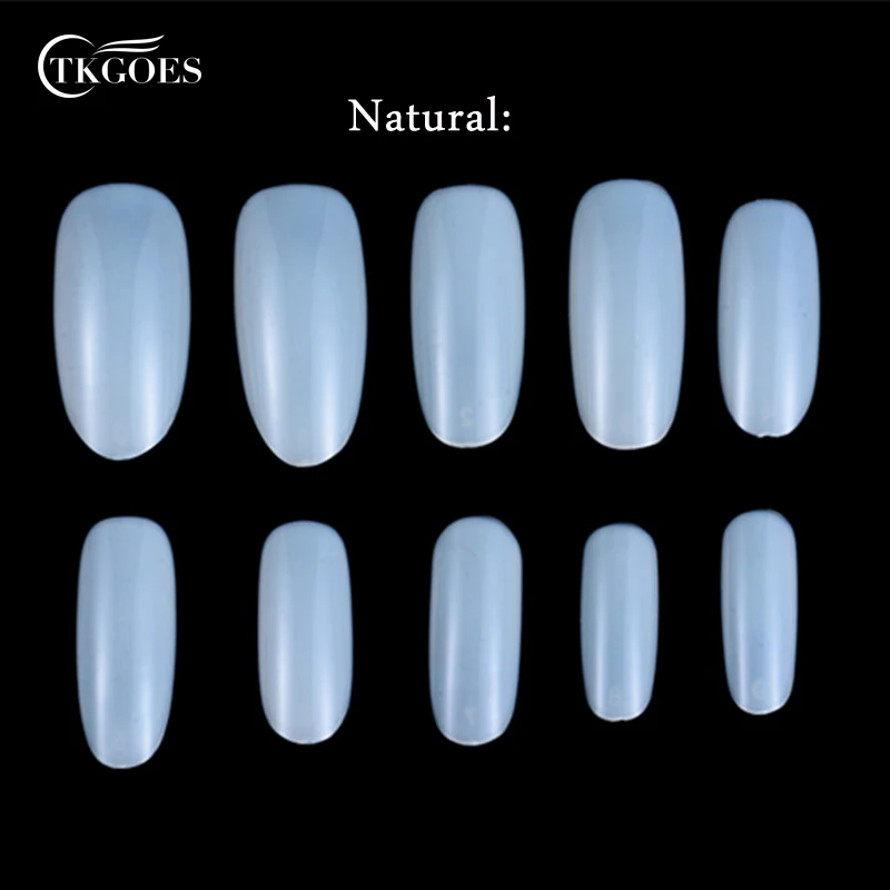 500 шт. овальные полные круглые зеркальные/натуральные/белые накладные ногти для