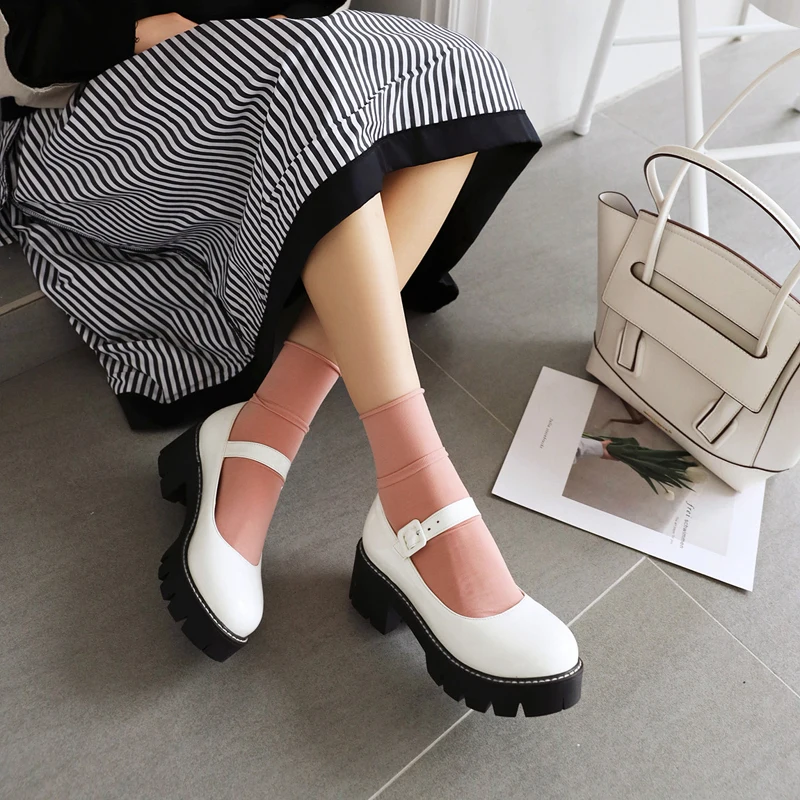 Обувь Sungtin из искусственной кожи в японском стиле Туфли Мэри Джейн женские модные