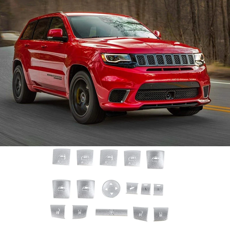 

16Pcs/Set Car Window Lift Switch Button Decoration Stickers Cover Trim for Jeep Grand Cherokee 2011 Interior Accessories