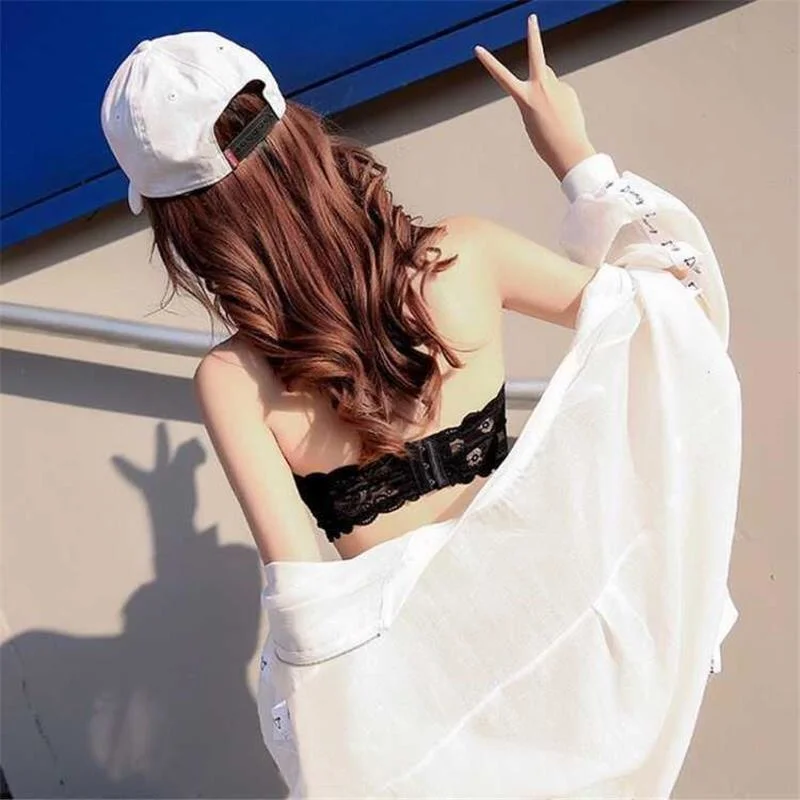 

[Shoulder strap]Lace underwear female strapless bra underwear female student Korean version anti tarnish bra wrap