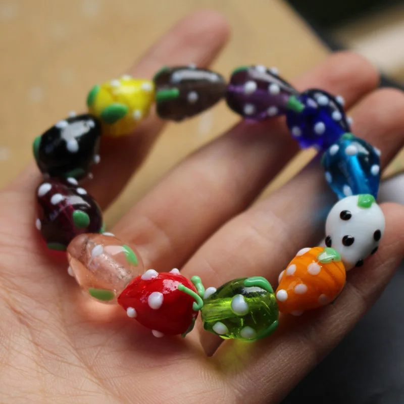 

10Pcs 11mm Handmade Lampwork Glass beads Big Strawberry Multi-ColorFashion for jewelry Bracelet Necklace Earring Diy Craftmaking