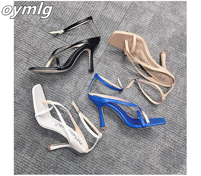 

Summer 2021 women's sexy bomb square toe High heeled shoes Toe clamping Stiletto high heels Plus Size 35-43 sapatos de mujer