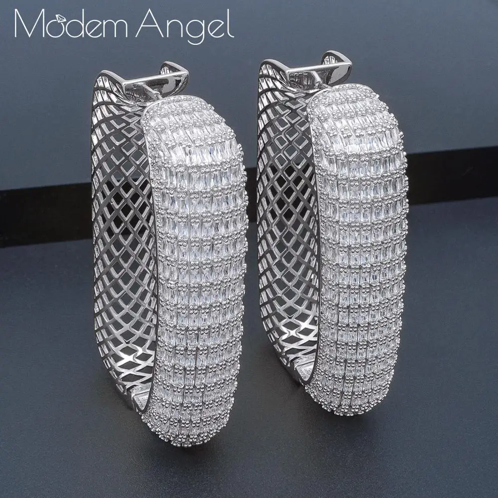 ModemAngel роскошные квадратные ювелирные изделия полные фианиты медь 3 тона