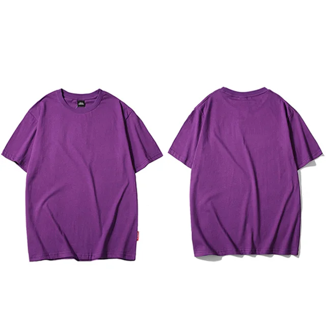 A188001 Purple Простая футболка в стиле Харадзюку, лето, хип-хоп футболка, 100 хлопок, мужские зеленые футболки, уличная одежда, Повседневные базовые топы, футболки с коротким рукавом - Цвет: A188001 Purple