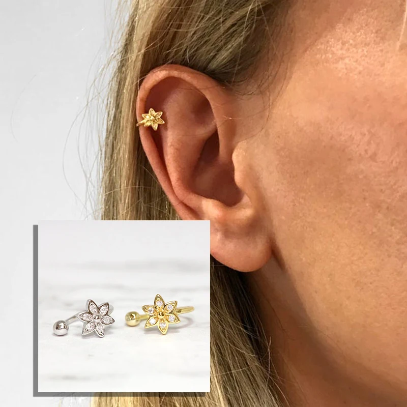 925 стерлингового серебра Earcuff AAAAA Циркон винтажные твист Снежинка для ушей женщин