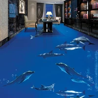 pvc waterproof self adhesive 3d floor painting mural dolphin living room bathroom floor decor sticker wall papers home decor 3d