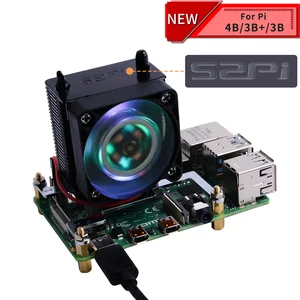 Вентилятор охлаждения ЦП для Raspberry Pi 4B  3B  3B +, черный корпус с 5-слойным покрытием, 7 цветов