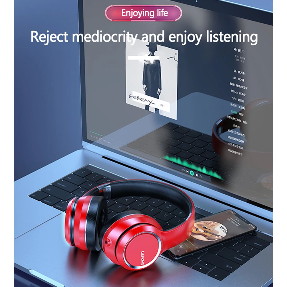 

Original Lenovo HD200 Bluetooth Headset Wireless Computer Headphone BT5.0 Long Standby Life With Noise Cancelling for Xiaomi