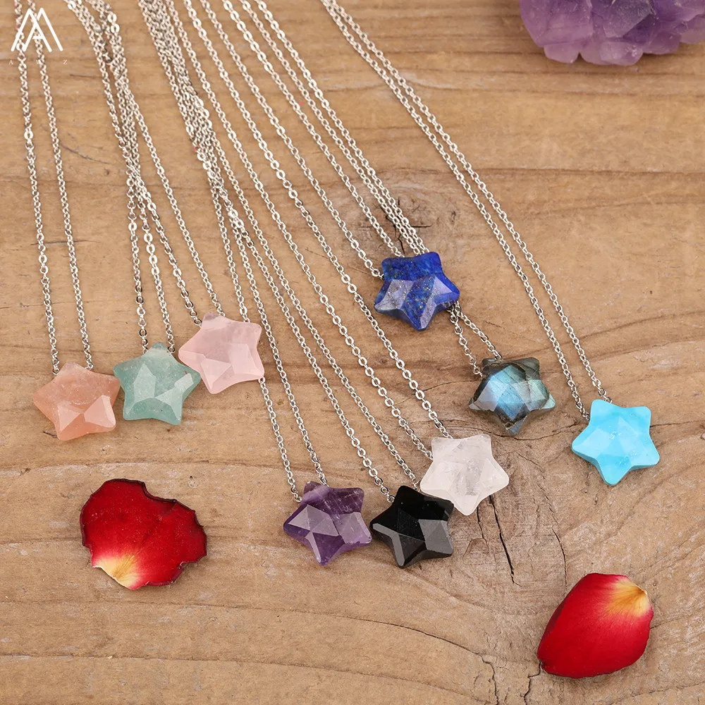 Женское ожерелье с подвеской в виде звезд натуральными камнями - купить по